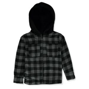 Free Planet Boys L/S Flannel Sherpa Hoodie Shirt - charcoal/black 5